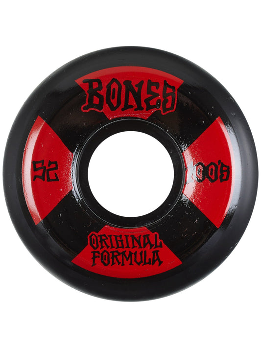 Bones Skateboard Wheels 100's Black 52mm V5 Sidecut Conical
