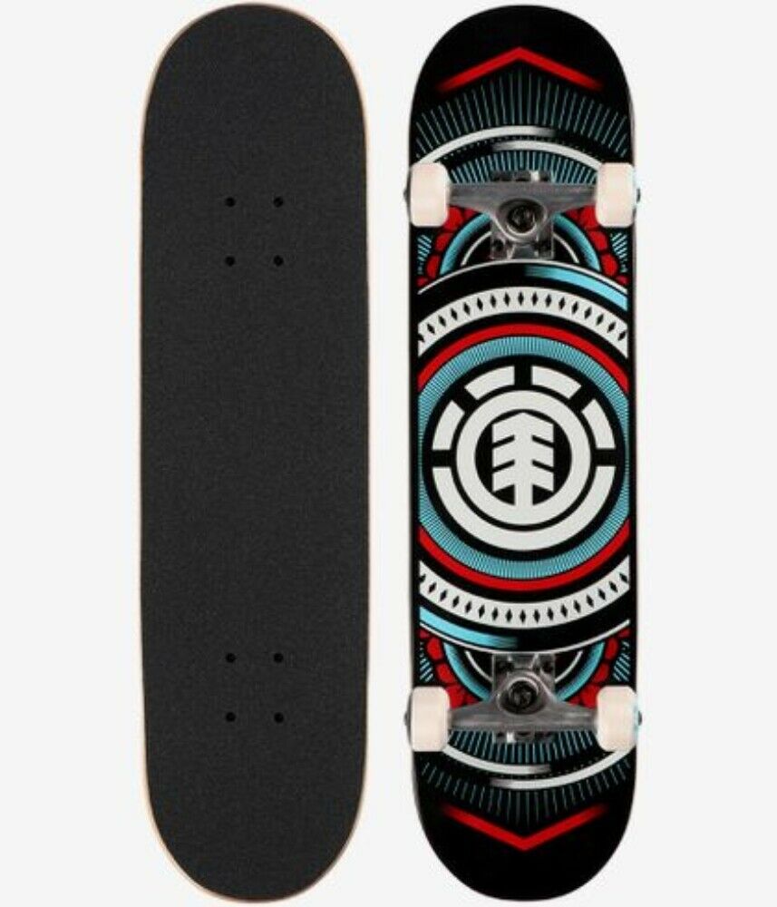 Element Skateboard Complete Hatched Aqua Red 7.75" Pre-Assembled
