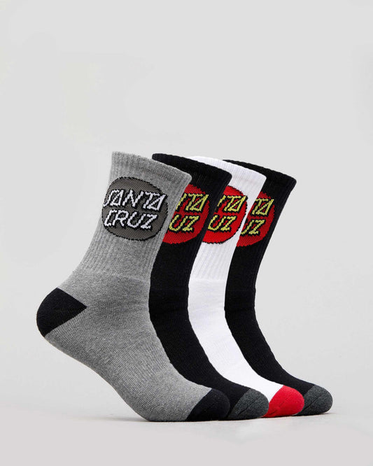 Santa Cruz Socks 4 Pack ASST Crew Size 7-11 Skateboard Sox
