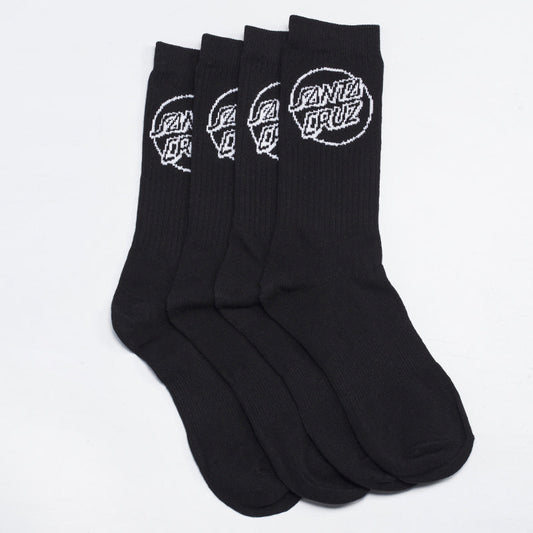 Santa Cruz Socks 4 Pack Mono Black Crew Size 7-11 New Skateboard Sox