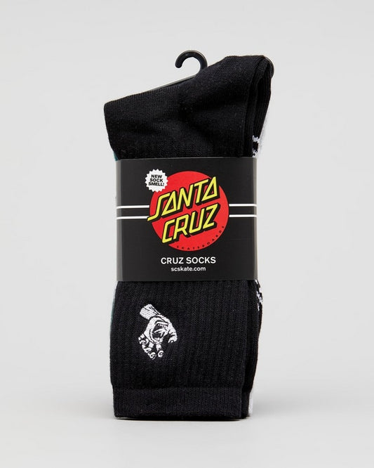 Santa Cruz Socks 4 Pack MONO HAND ASST Crew Size 7-11 Skateboard Sox