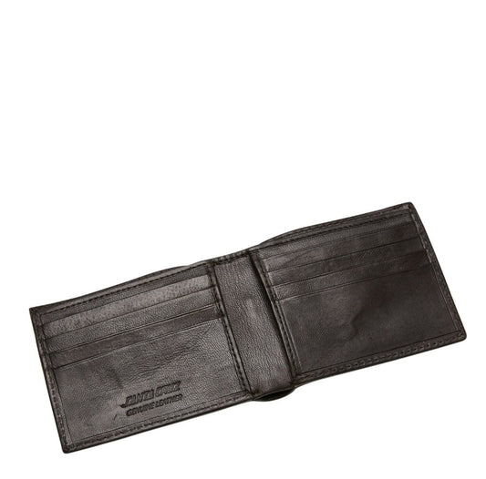 Santa Cruz Wallet Metal Strip Chocolate Leather Bi-Fold + Box (RFID Blocking)