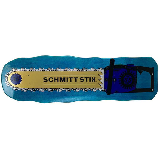 Schmitt Stix Skateboards Deck Chainsaw Blue Stain 10" Reissue