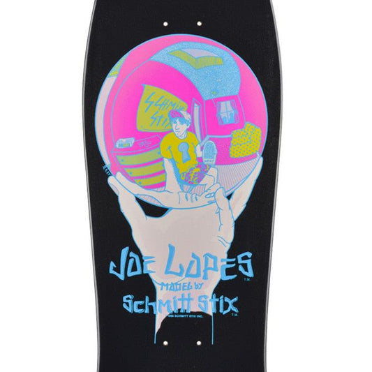 Schmitt Stix Skateboard Deck Joe Lopes Crystal Ball Black Dip 9.875" Reissue