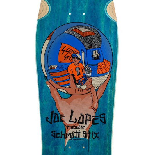 Schmitt Stix Skateboard Deck Joe Lopes Crystal Ball Blue/Orange 9.875" Reissue