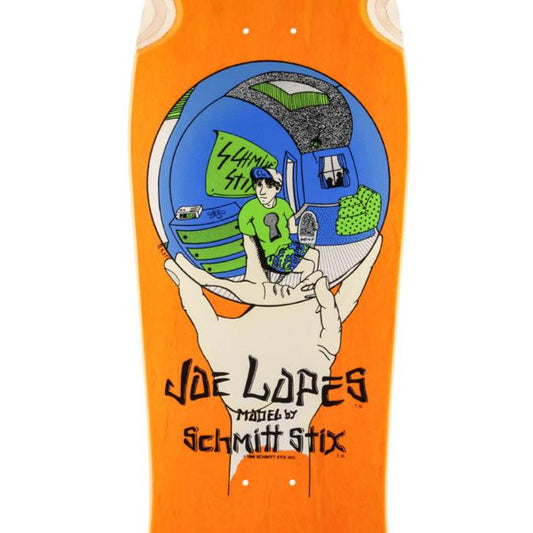 Schmitt Stix Skateboard Deck Joe Lopes Crystal Ball Orange/Green 9.875" Reissue