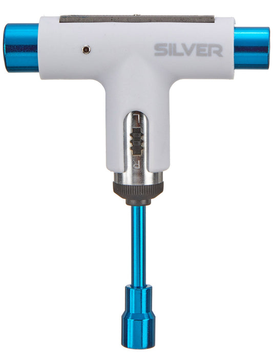 Silver Trucks Skate Tool White/Blue Premium Ratchet Complete Skateboard T-Tool