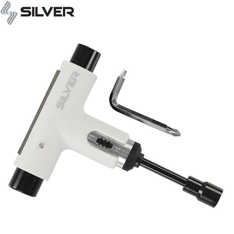 Silver Trucks Skate Tool Whiteout BLK Premium Ratchet Complete Skateboard T-Tool