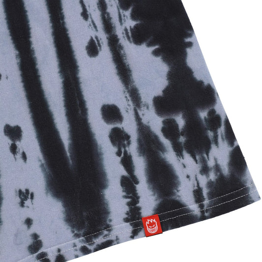 Spitfire Wheels Tee Old E Black/White Pleated Wash Skateboard T-Shirt