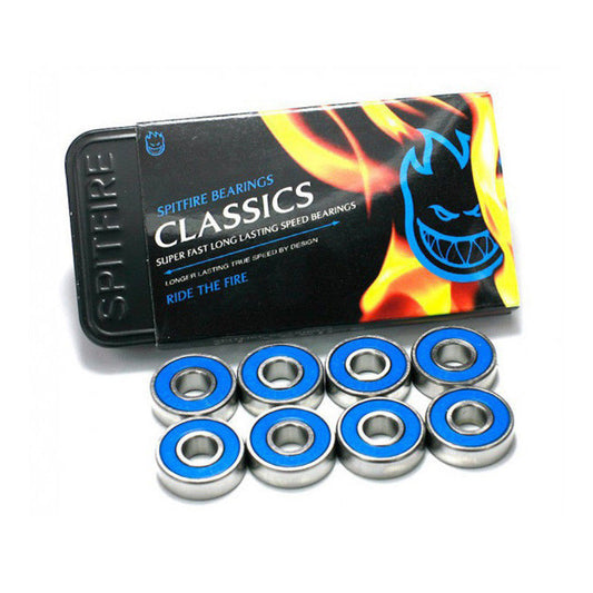 Spitfire Skateboard Bearings Classics Blue (Spitfire Stash Tin Included)
