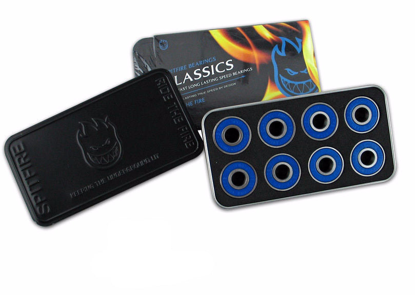 Spitfire Skateboard Bearings Classics Blue (Spitfire Stash Tin Included)