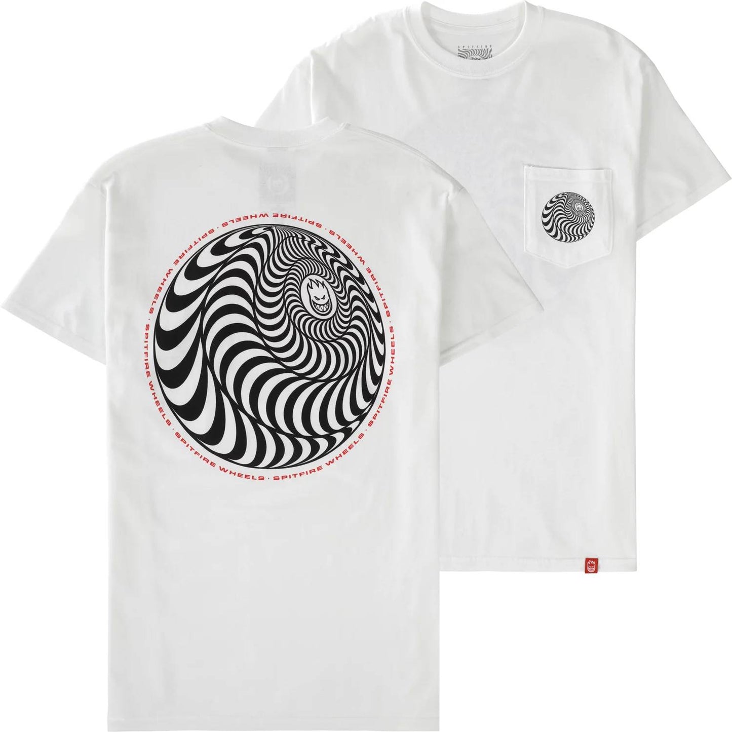 Spitfire Wheels Tee Pocket Skewed Classic Swirl White Skateboard T-Shirt