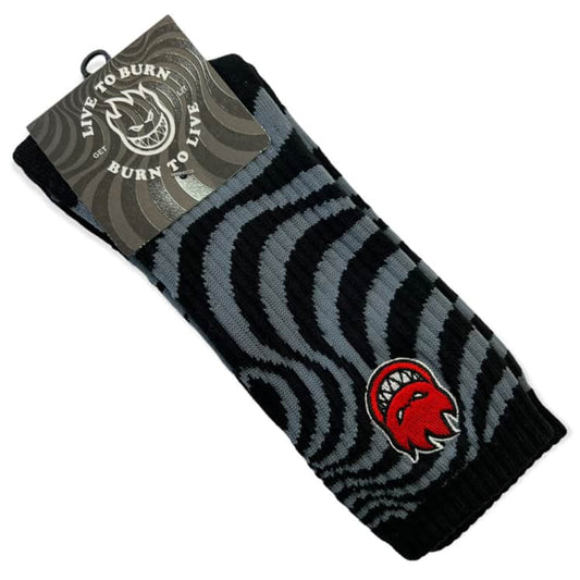 Spitfire Socks Bighead Fill Swirl Black/Charcoal/Red SIZE 7-11 Skateboard Sox