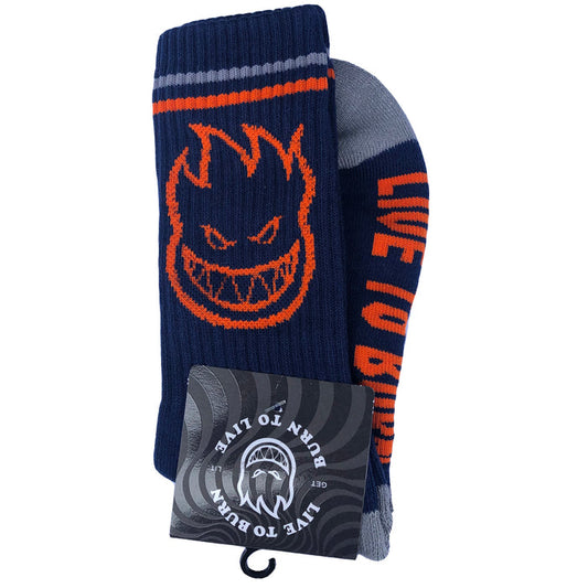 Spitfire Socks Bighead Navy/Orange/Grey Crew SIZE 7-11 Skateboard Sox