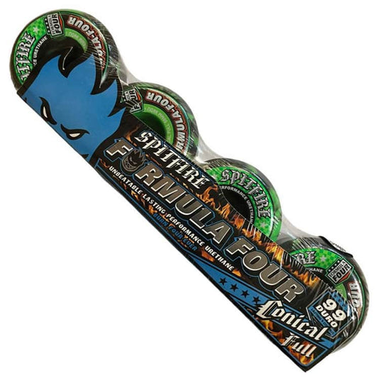 Spitfire Wheels Formula Four Conical Full Swirl Neon Green/Black 53mm 99d F4