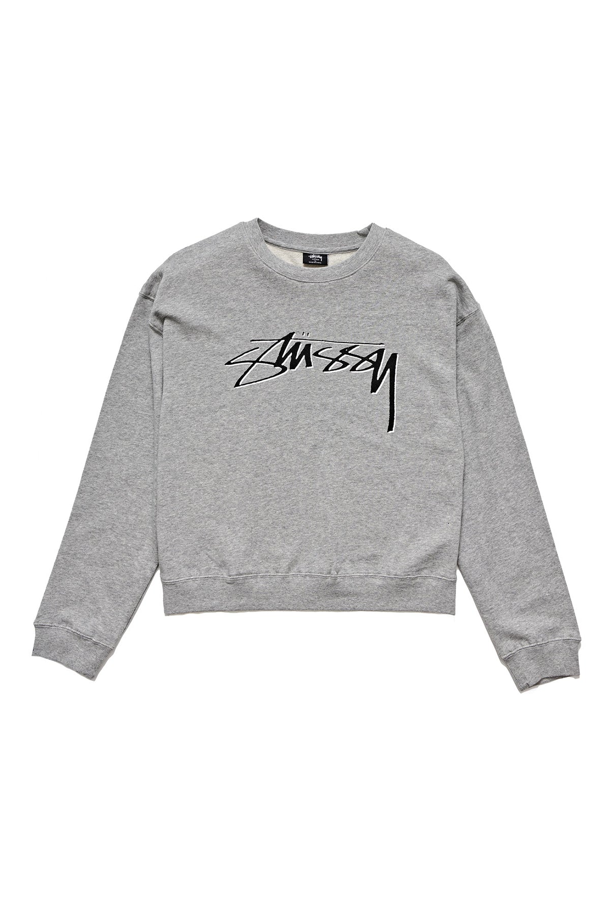 Stussy Womens Shadow Script 90'S Crew Jumper Grey Marle