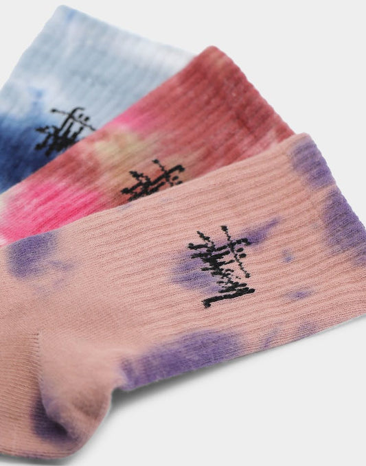 Stussy Socks STOCK Crew TIE DYE 3 Pack Size OSFM Skateboard Sox