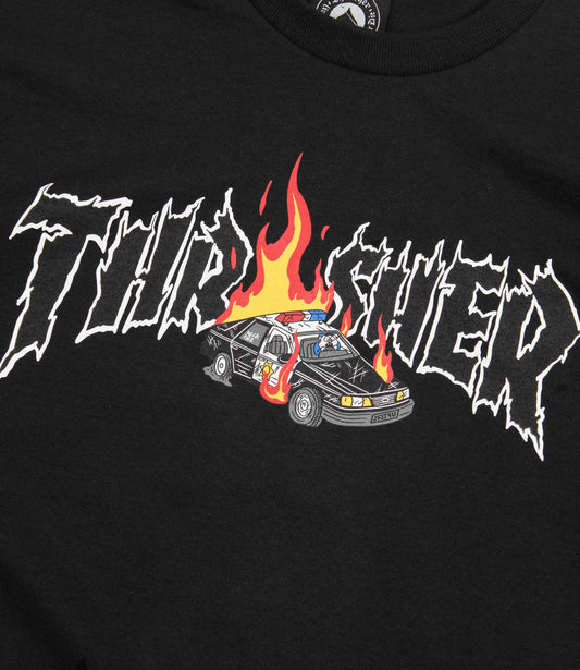 Thrasher Tee Neckface Cop Car Black Premium Skateboard Magazine T-Shirt