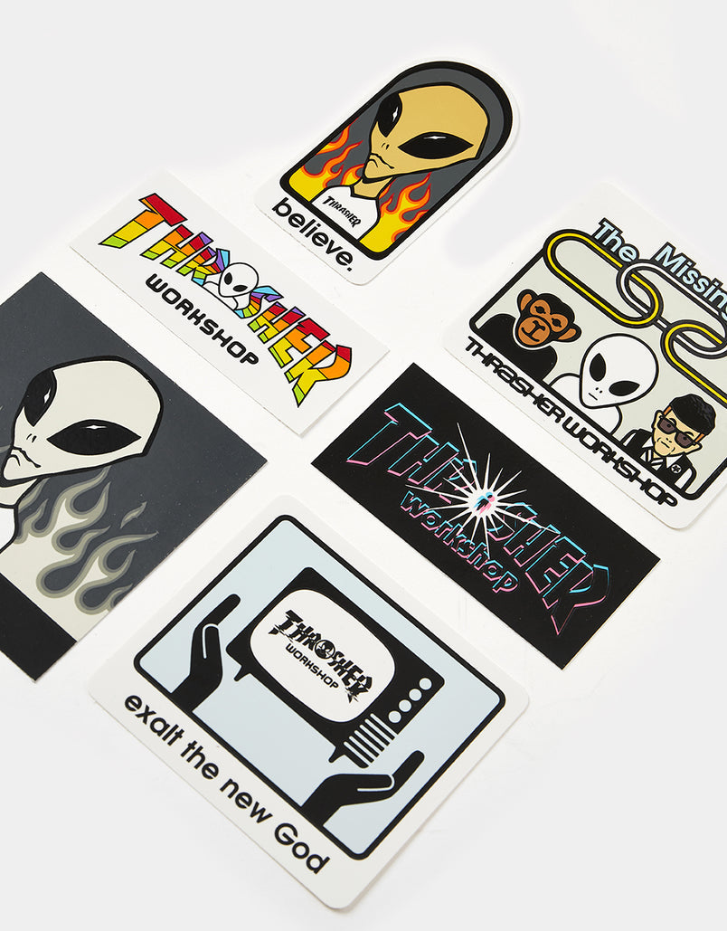 Thrasher Stickers x AWS Alien Workshop 5 Pack Assorted Skateboard decal Sticker