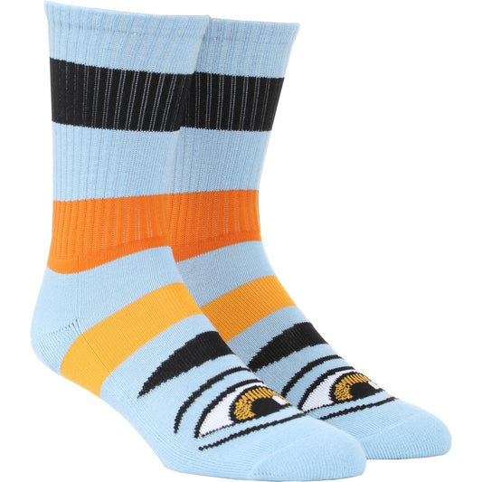 Toy Machine Socks Sect Eye Big Stripe Baby Blue OSFM New Skateboard Sox