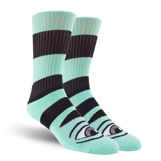 Toy Machine Socks Sect Eye Big Stripe Mint OSFM New Skateboard Sox