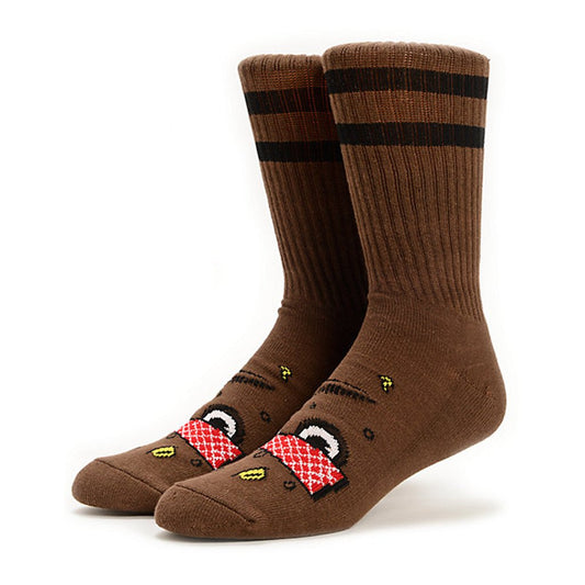 Toy Machine Socks Vato Poo Poo Head Brown OSFM New Skateboard Sox
