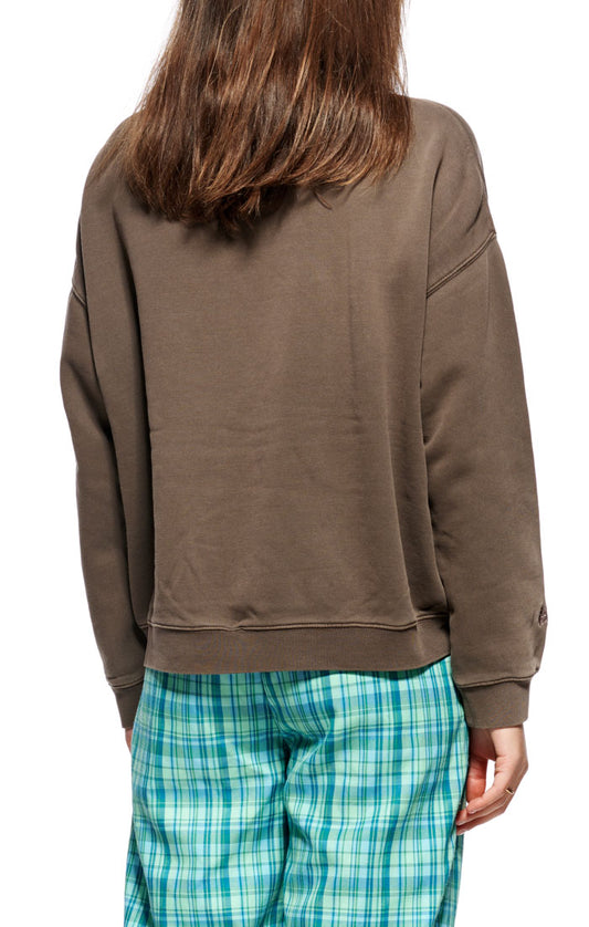 Stussy Womens Campus Oversized Crew Jumper Brown