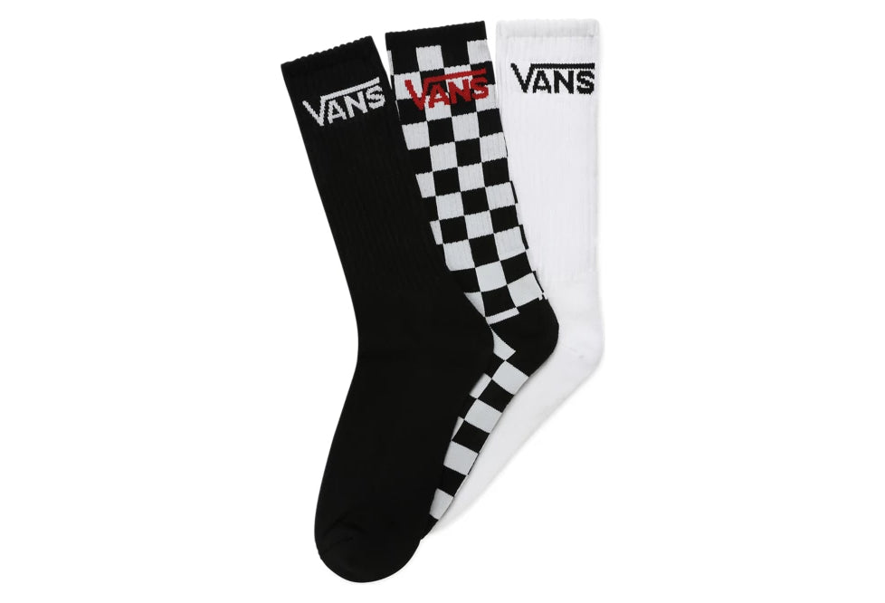 Vans Socks 3 Pack Crew Checkerboard SIZE 6-9 Skateboard Sox