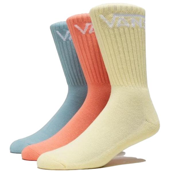 Vans Socks 3 Pack Crew Mellow Yellow Assorted Size 6 9 Skateboard Sox