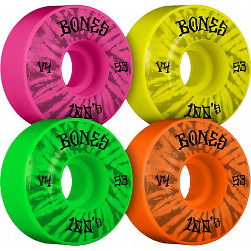 Bones Skateboard Wheels 100S Og Multi 53Mm V4 Party Pack