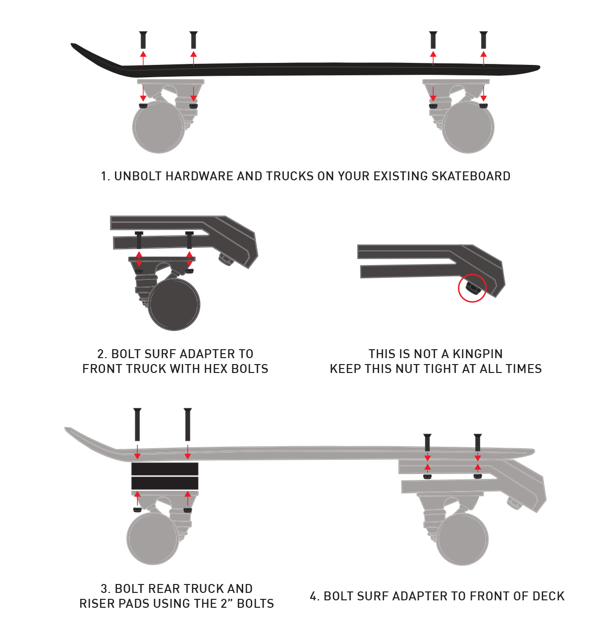 Z-Flex Skateboards Waterborne Surfskate Adapter Raw Silver ABS