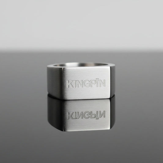 Kingpin Skate Supply Signet Ring Rectangle OG Silver Titanium