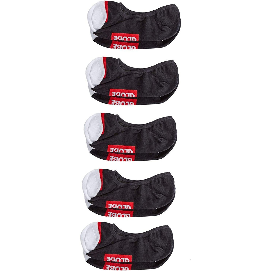 Globe Socks 5 Pack Tipper Black Invisible No Show Size 7-11 Skateboard Sox