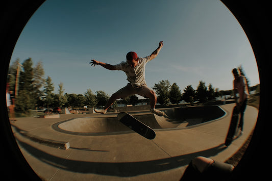 a man skating on a ramp