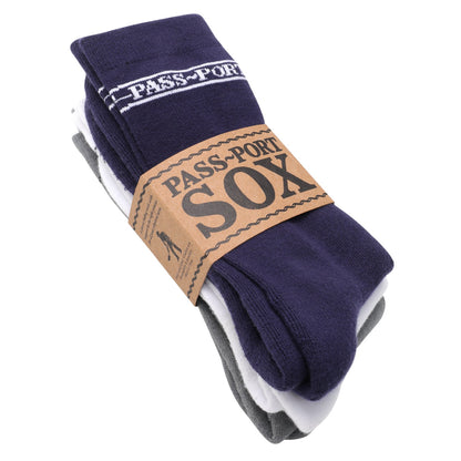Pass~Port Hi Sox 3-Pack Navy / White / Grey - Passport Sox
