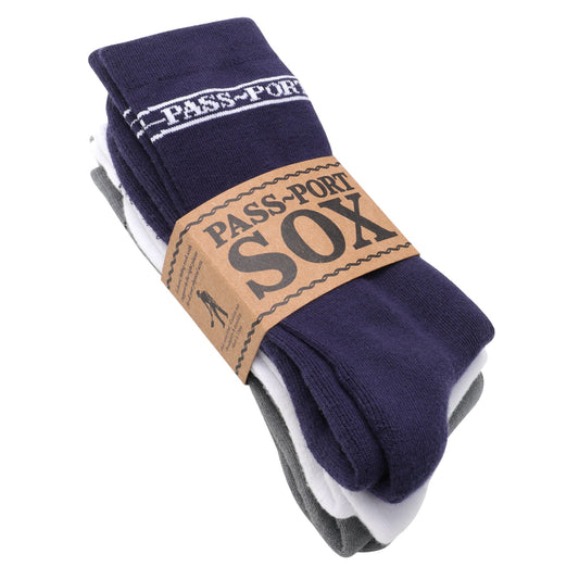Pass~Port Hi Sox 3-Pack Navy / White / Grey - Passport Sox