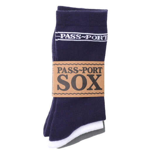 Pass~Port Hi Sox 3-Pack Navy / White / Grey - Passport Sox