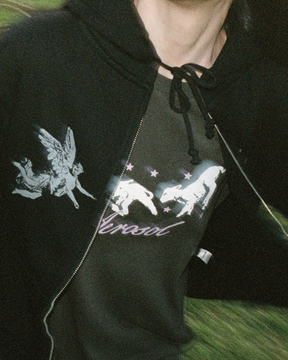 Aerosol Skateboards Angel Zip Hoodie Black