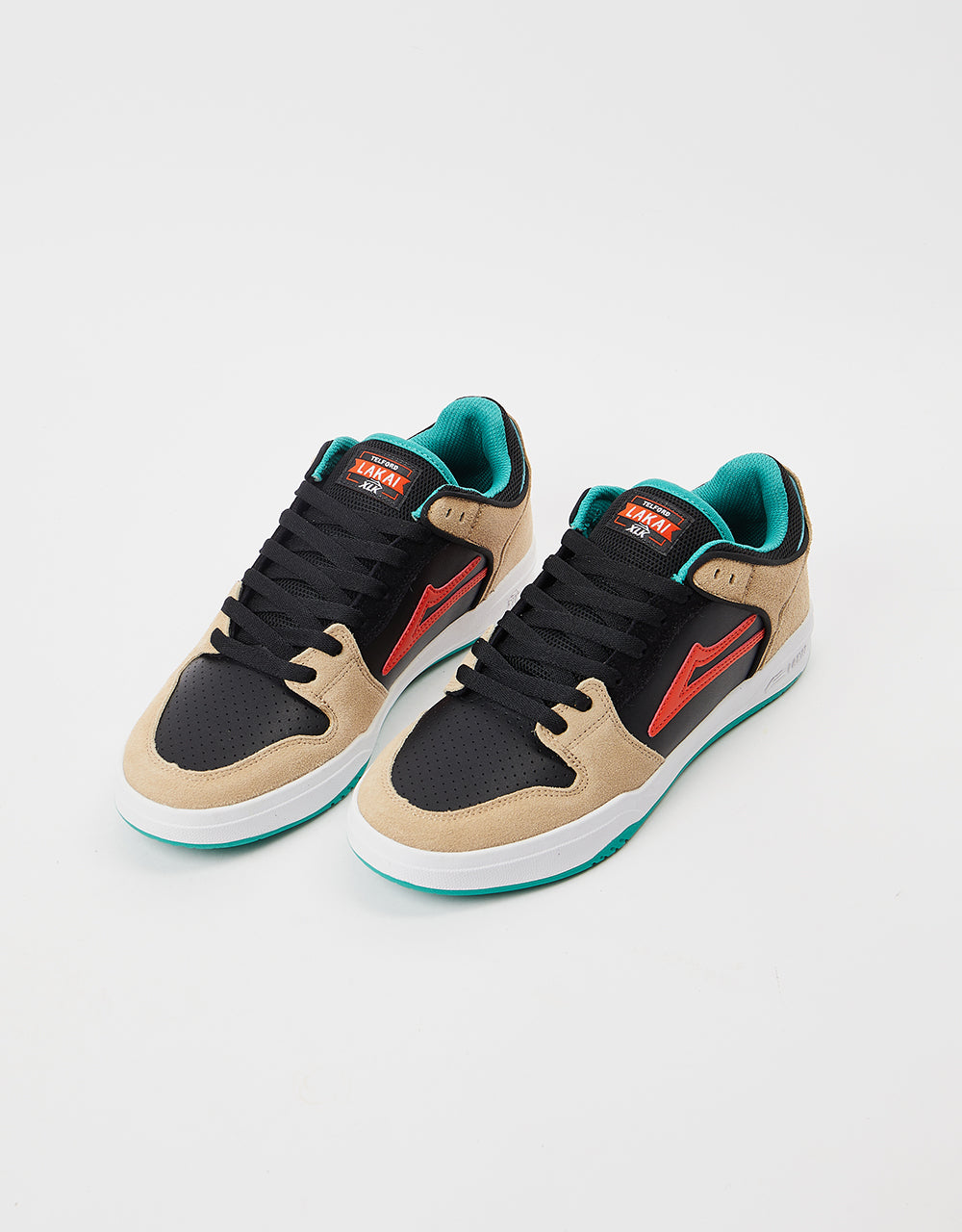 Lakai Shoes Telford Low Tan Black Suede US SIZE Skateboard Sneakers