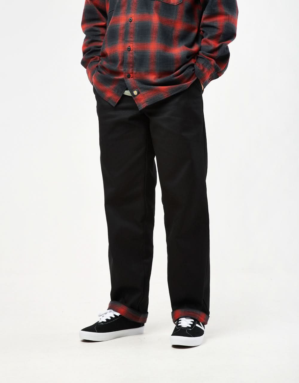 Spitfire X Dickies Pants Flannel Cuff Black A865S Skateboard Work Pant