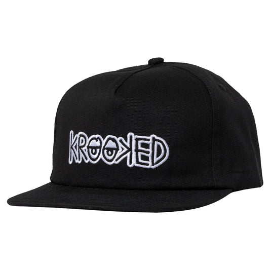 Krooked Cap Krooked Eyes Snapback Black White Skateboard Hat