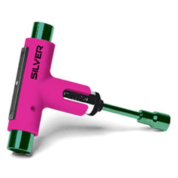 Silver Trucks Skate Tool Neon Pink Green Ratchet Complete Skateboard T Tool