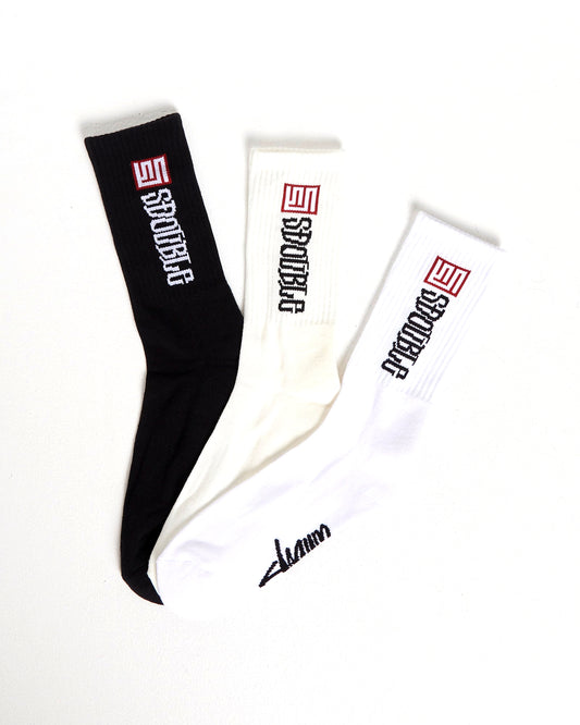 S-Double Socks S Cube Mid Block 3 Pack Assorted OSFA