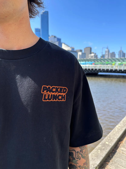 Packed Lunch City Tee Black Orange