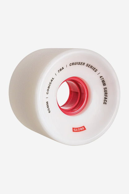 Globe Skateboard Wheels Conical Cruiser 65mm White/Red 78a
