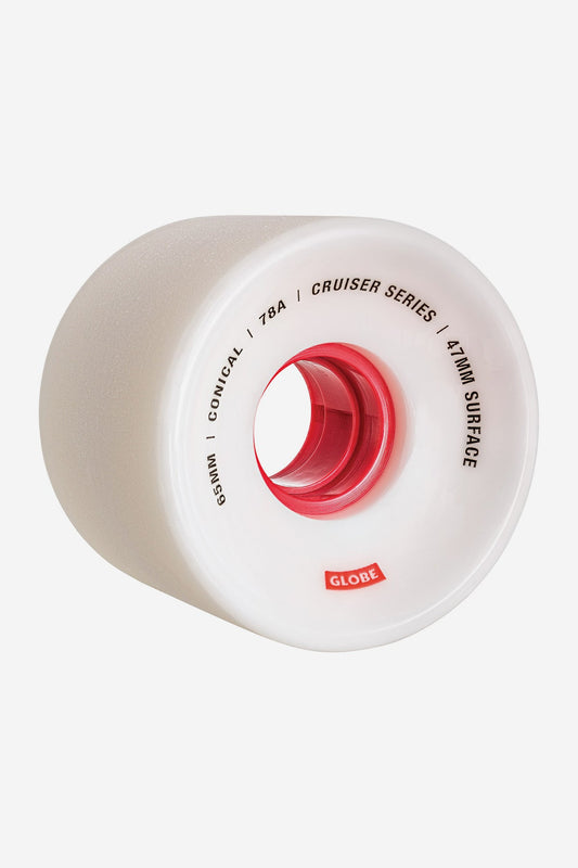 Globe Skateboard Wheels Conical Cruiser 65mm White/Red 78a