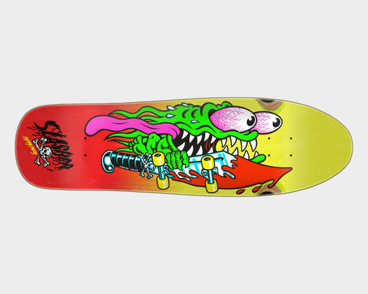 Santa Cruz Skateboards Deck Meek Slasher Shaped Red/Yellow/ Veneer Reissue 9.25"