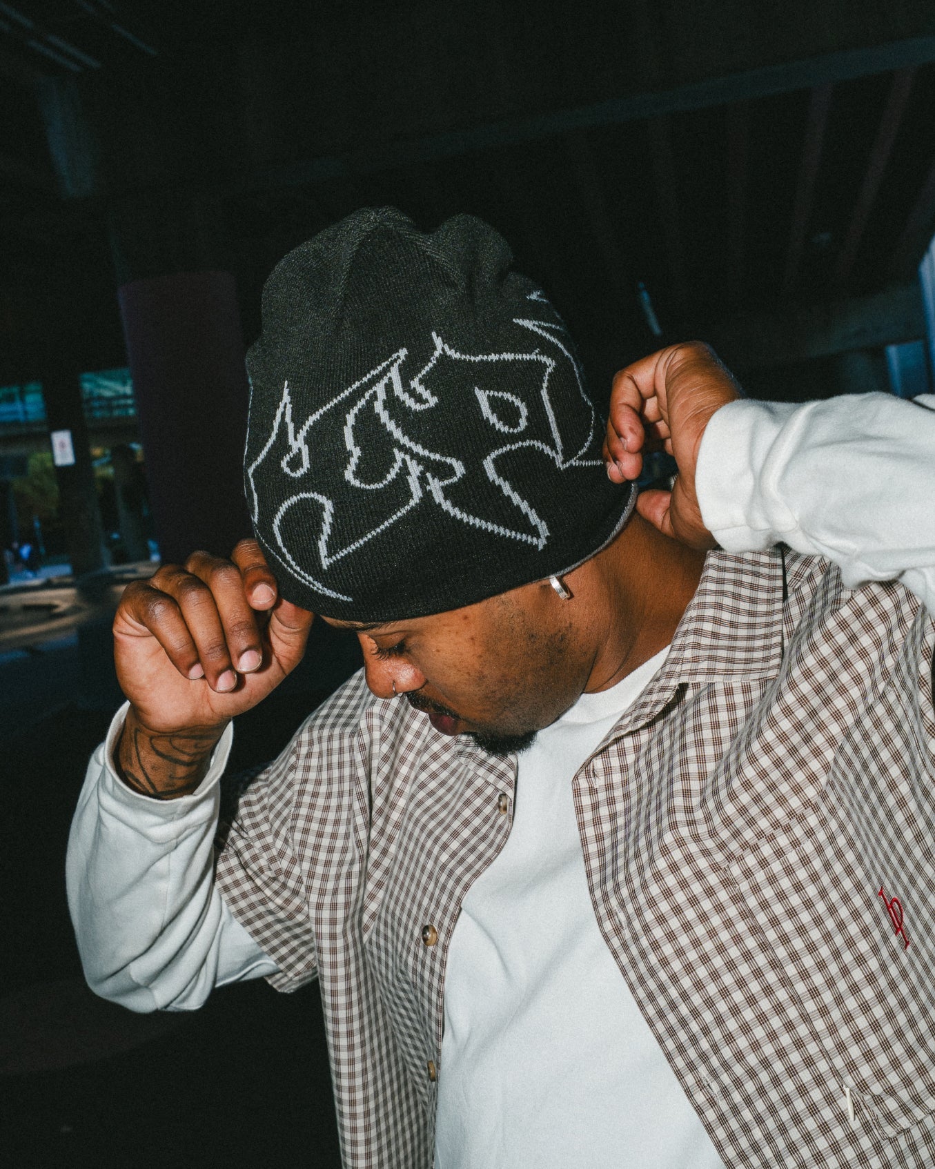 ICHPIG Razor Reversible Skull Beanie - Black / Grey
