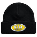 Real Beanie Oval Cuff Black Yellow Bi Fold Skateboard Headwear