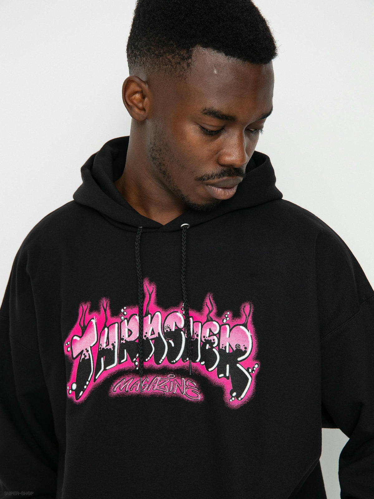 Thrasher Hood Airbrush Black Artwork By Wavytrillbaby Skateboard Jumper Sweater